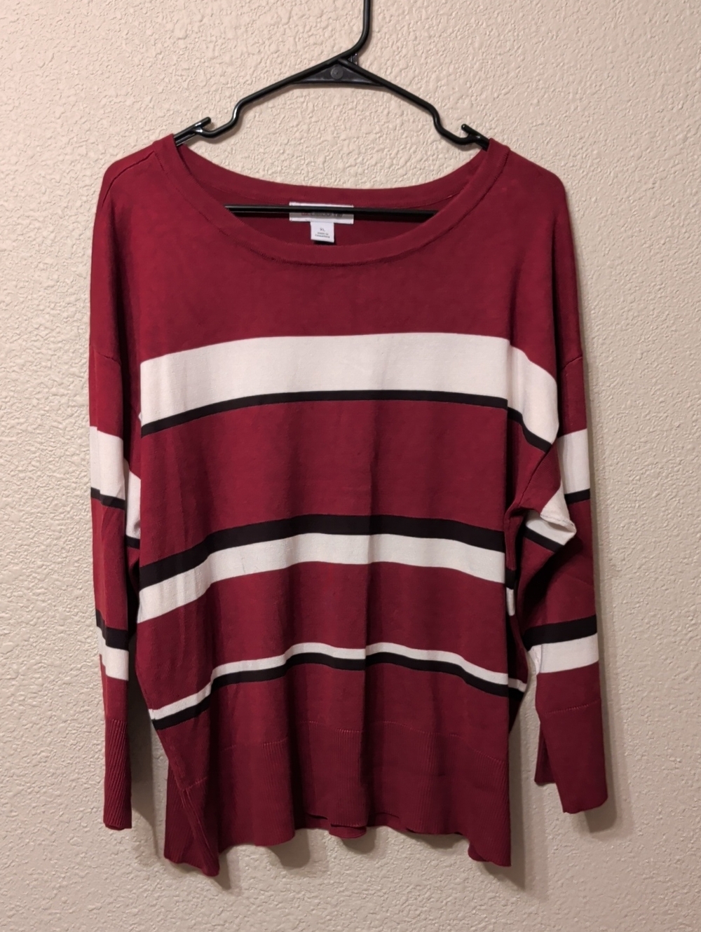 Liz Claiborne Burgundy Striped Knit Top